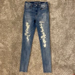 American eagle size 8 long ripped jeans - next level stretch
